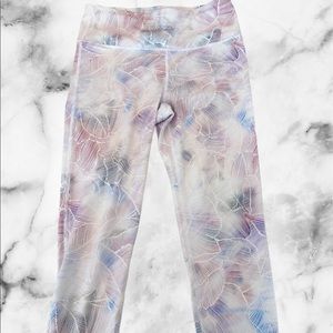 GAPFIT WHITE & PURPLE PRINTED LEGGINGS